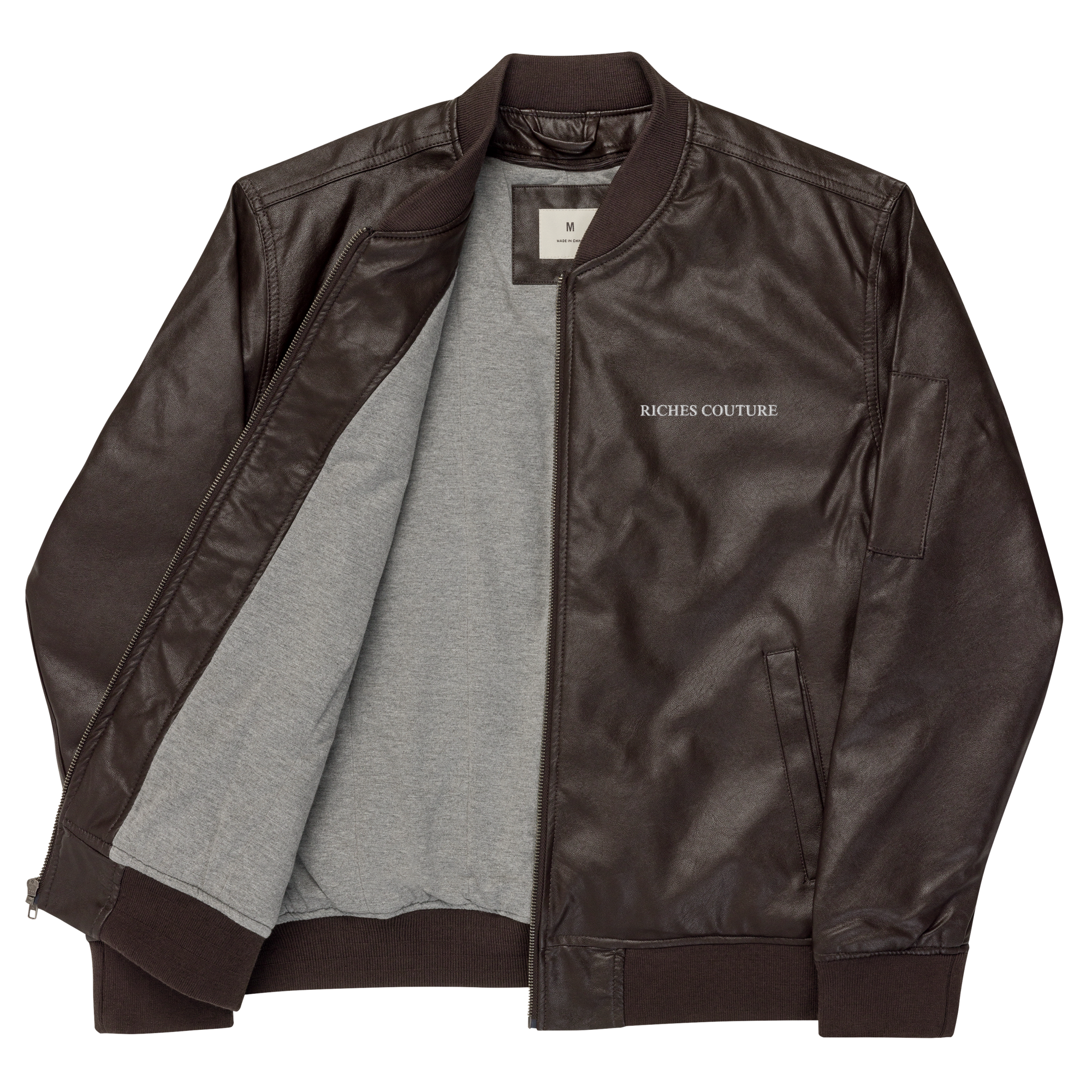 Riches Couture Brown Leather Bomber Jacket
