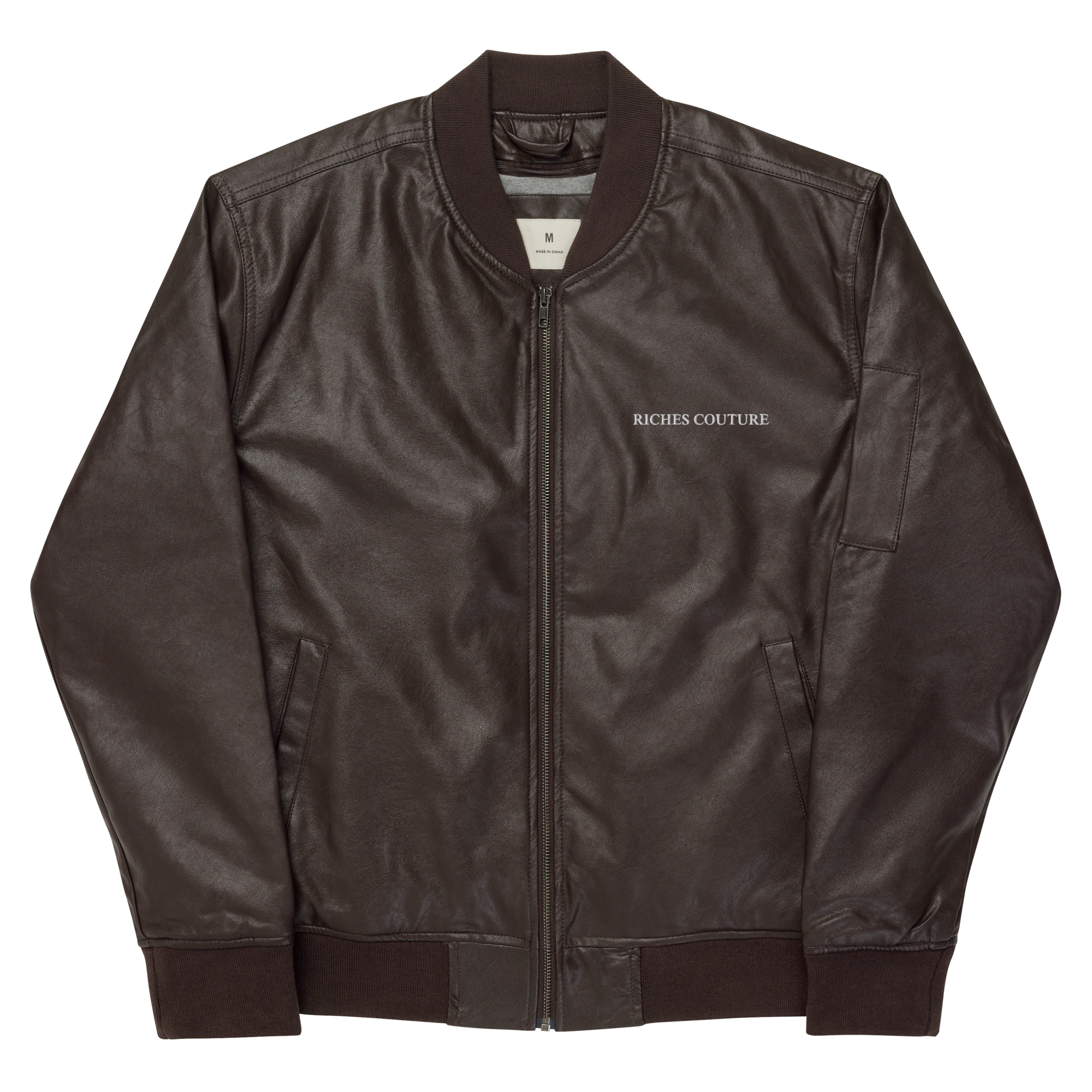 Riches Couture Brown Leather Bomber Jacket