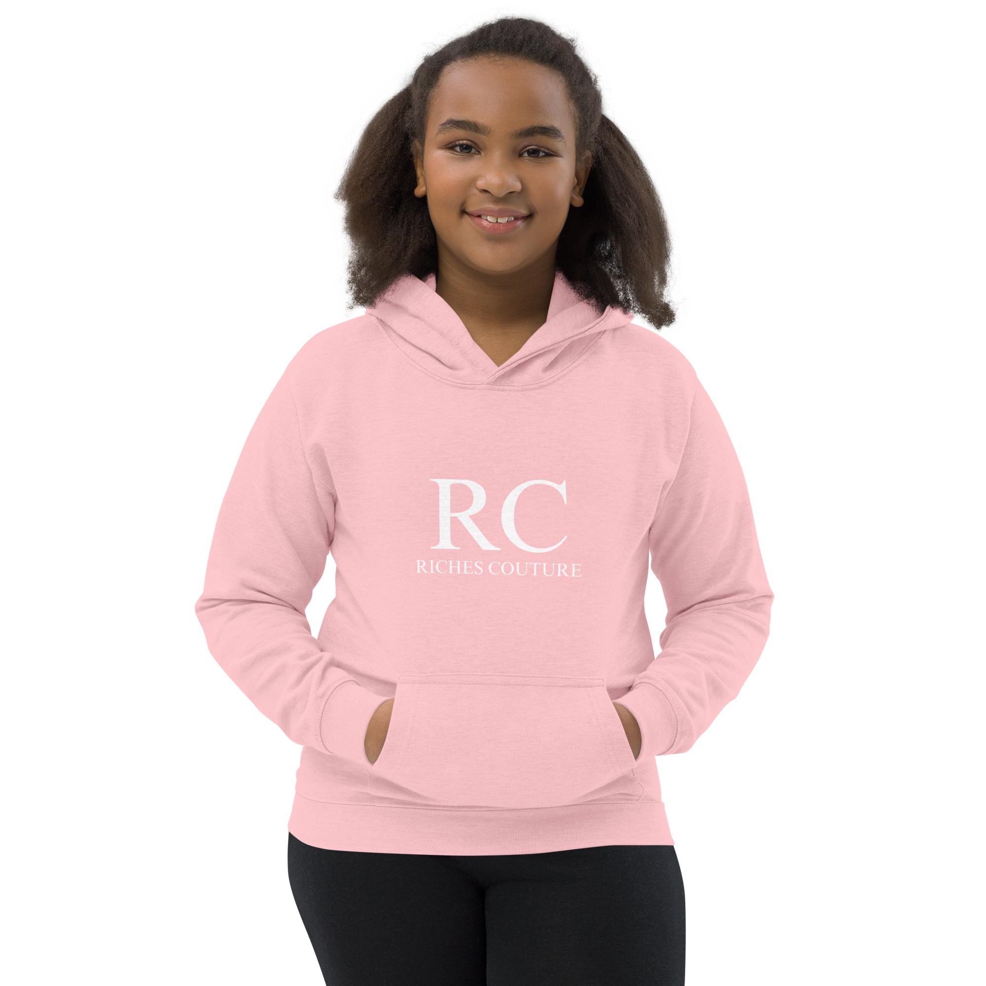 Riches Couture Girls Comfort kids’ hoodie in light pink.