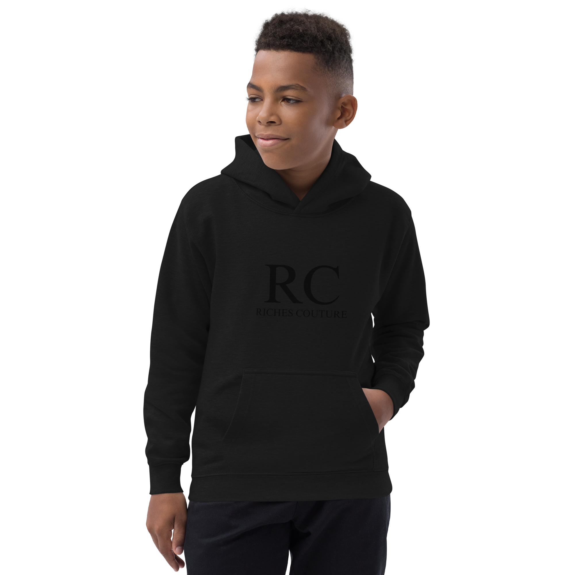  Riches Couture Boys  Comfort kids’ hoodie in black.