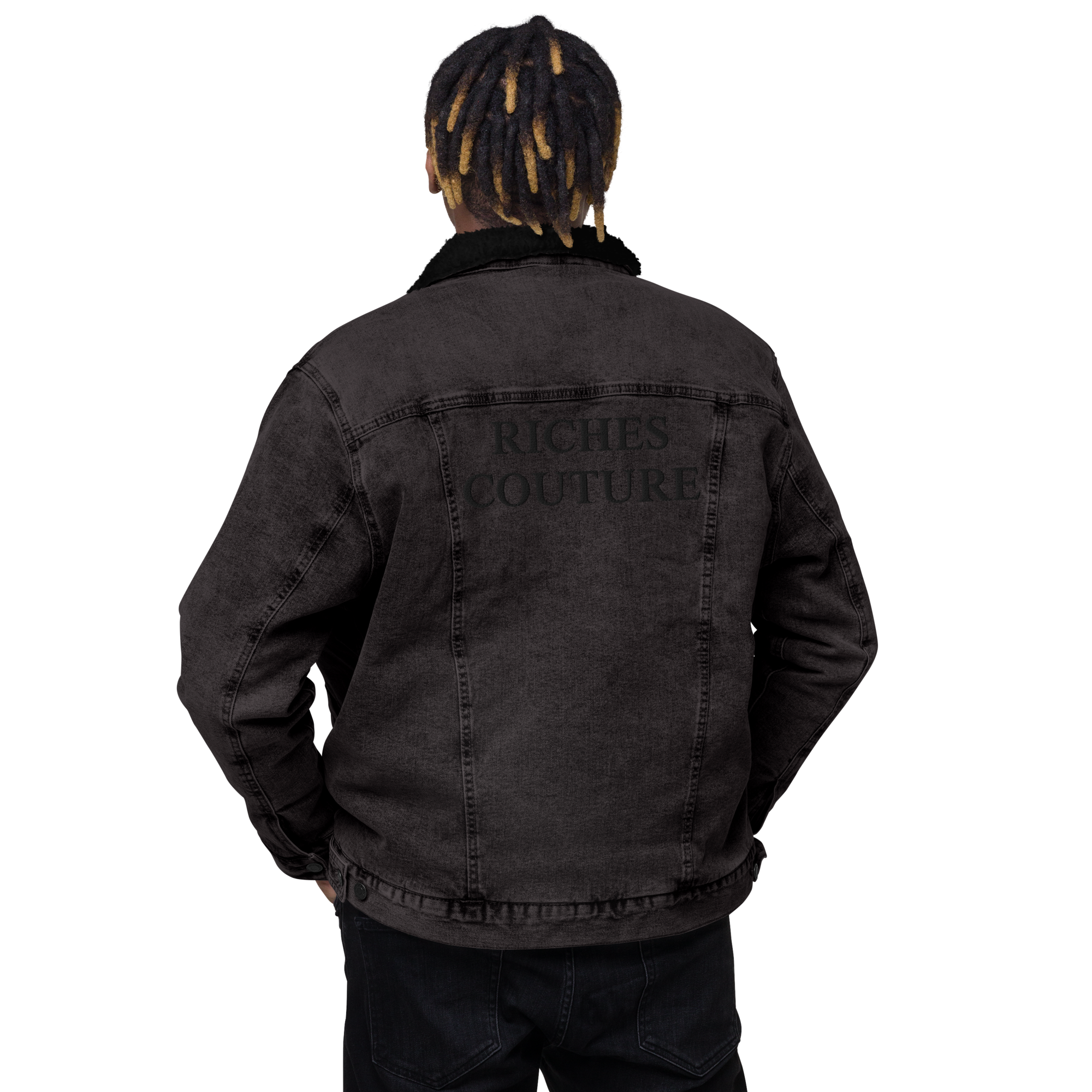 Noir Luxe Vintage Denim Sherpa jacket