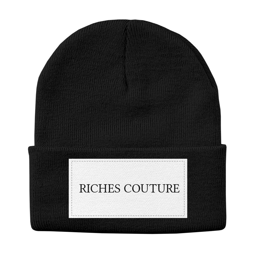 Riches Couture Solid Knit Beanie Black hat