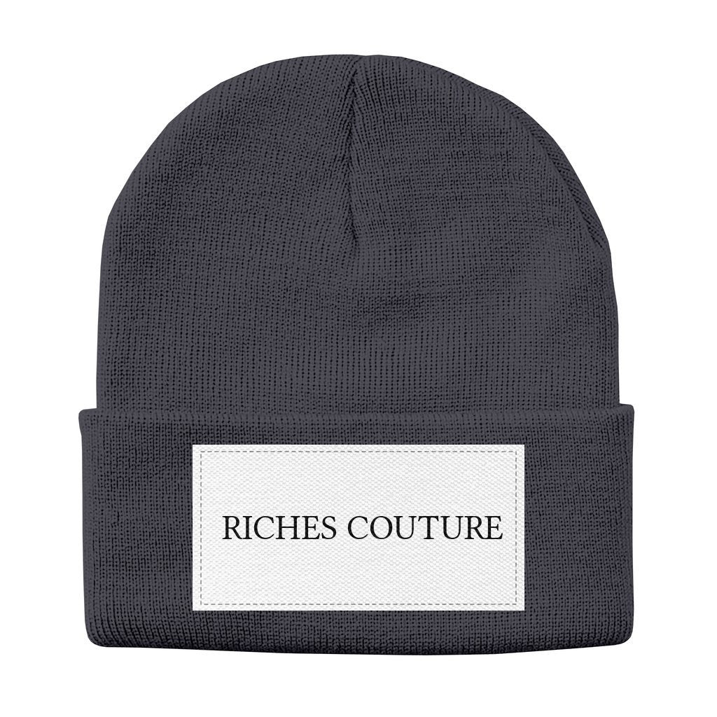 Riches Couture Solid Knit Beanie Dark Grey hat
