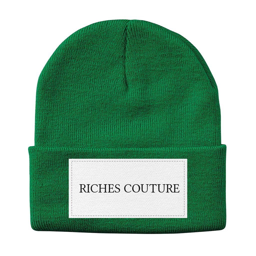Riches Couture Solid Knit Beanie Green hat