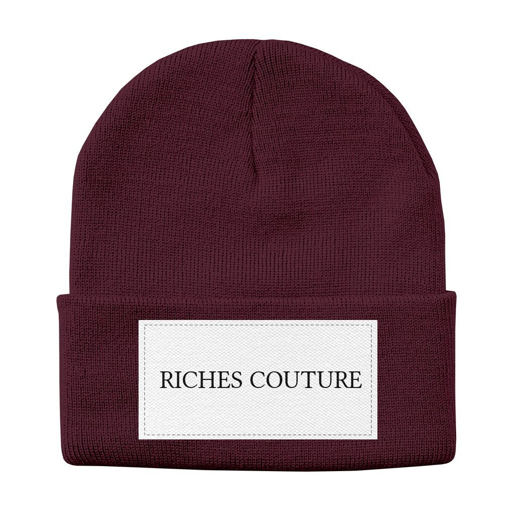 Riches Couture Solid Knit Beanie Maroon hat