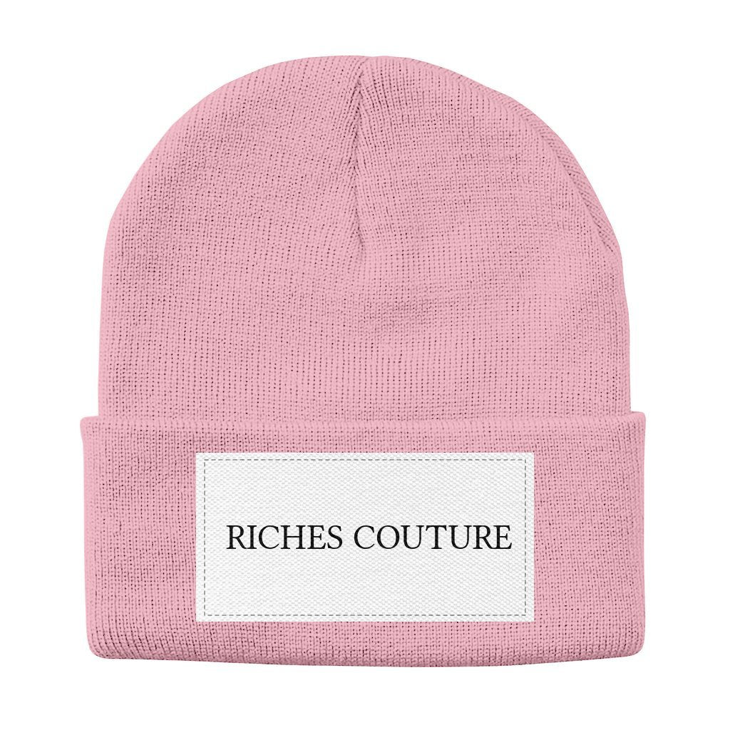 Riches Couture Solid Knit Beanie Pink hat