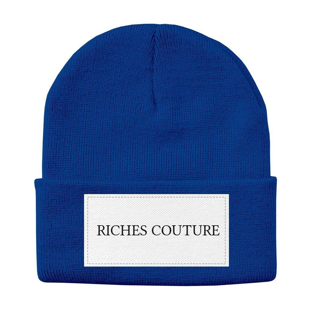Riches Couture Solid Knit Beanie Royal Blue hat
